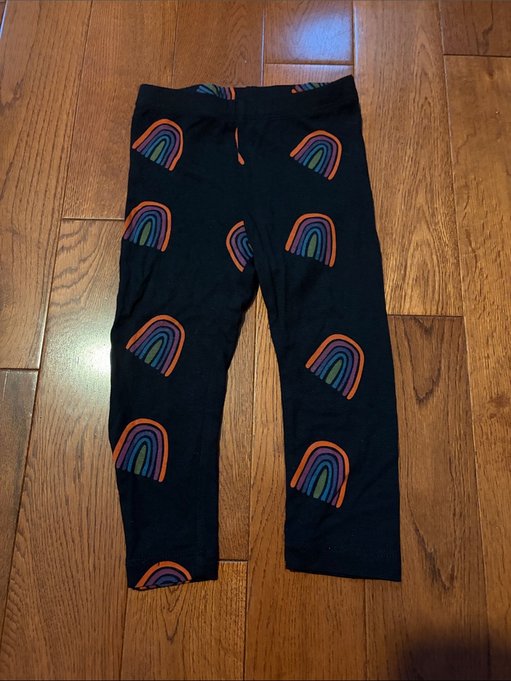 Kyte Baby Black Leggings with Multicolor Rainbow, 18-24 months